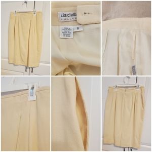 LIS CLAIBORNE- Semi Pencil  cut Ivory Skirt- Size-8- Made -USA
